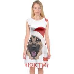 German Shepherd T- Shirt German Shepherd Merry Christmas T- Shirt (4) Capsleeve Midi Dress