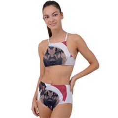 German Shepherd T- Shirt German Shepherd Merry Christmas T- Shirt (4) Halter Tankini Set