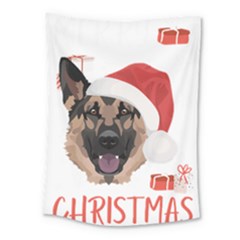 German Shepherd T- Shirt German Shepherd Merry Christmas T- Shirt (4) Medium Tapestry