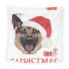 German Shepherd T- Shirt German Shepherd Merry Christmas T- Shirt (4) Square Tapestry (Large)