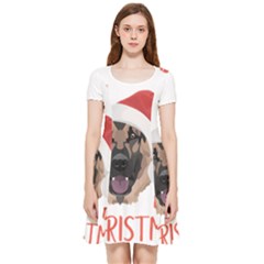 German Shepherd T- Shirt German Shepherd Merry Christmas T- Shirt (4) Inside Out Cap Sleeve Dress