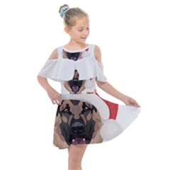 German Shepherd T- Shirt German Shepherd Merry Christmas T- Shirt (4) Kids  Shoulder Cutout Chiffon Dress