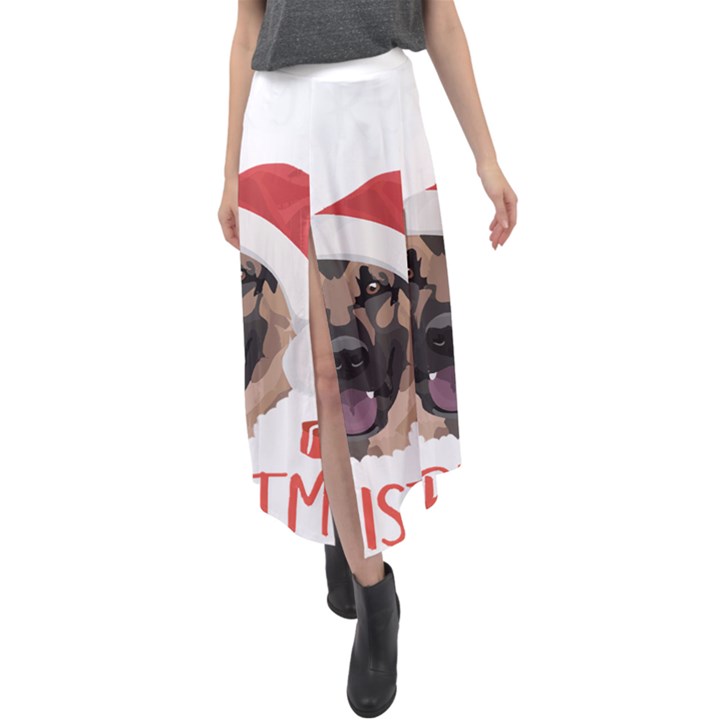 German Shepherd T- Shirt German Shepherd Merry Christmas T- Shirt (4) Velour Split Maxi Skirt