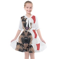 German Shepherd T- Shirt German Shepherd Merry Christmas T- Shirt (4) Kids  All Frills Chiffon Dress