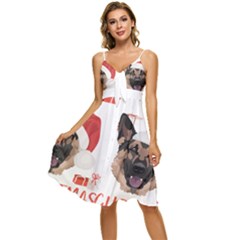 German Shepherd T- Shirt German Shepherd Merry Christmas T- Shirt (4) Sleeveless Tie Front Chiffon Dress