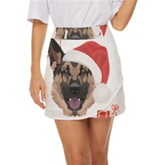 German Shepherd T- Shirt German Shepherd Merry Christmas T- Shirt (4) Mini Front Wrap Skirt