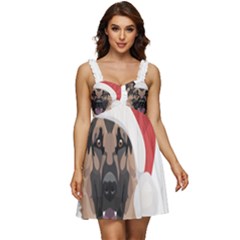 German Shepherd T- Shirt German Shepherd Merry Christmas T- Shirt (4) Ruffle Strap Babydoll Chiffon Dress