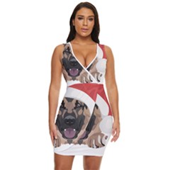 German Shepherd T- Shirt German Shepherd Merry Christmas T- Shirt (6) Draped Bodycon Dress