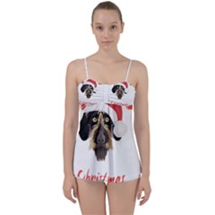 German Wirehaired Pointer T- Shirt German Wirehaired Pointer Merry Christmas T- Shirt (1) Babydoll Tankini Top