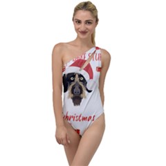 German Wirehaired Pointer T- Shirt German Wirehaired Pointer Merry Christmas T- Shirt (1) To One Side Swimsuit