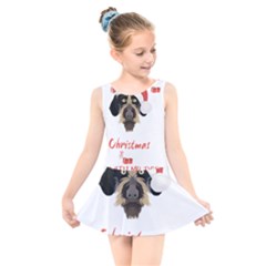 German Wirehaired Pointer T- Shirt German Wirehaired Pointer Merry Christmas T- Shirt (1) Kids  Skater Dress Swimsuit