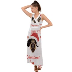 German Wirehaired Pointer T- Shirt German Wirehaired Pointer Merry Christmas T- Shirt (1) V-neck Chiffon Maxi Dress