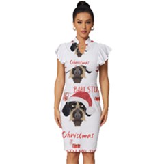 German Wirehaired Pointer T- Shirt German Wirehaired Pointer Merry Christmas T- Shirt (1) Vintage Frill Sleeve V-neck Bodycon Dress