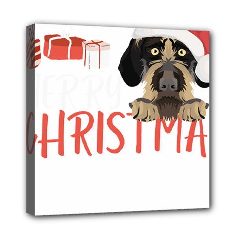 German Wirehaired Pointer T- Shirt German Wirehaired Pointer Merry Christmas T- Shirt (3) Mini Canvas 8  X 8  (stretched)