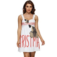 German Wirehaired Pointer T- Shirt German Wirehaired Pointer Merry Christmas T- Shirt (3) Ruffle Strap Babydoll Chiffon Dress