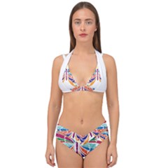 Butterfly Embroidery Effect T- Shirt Butterfly Embroidery Effect T- Shirt Double Strap Halter Bikini Set by JamesGoode