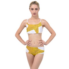 Gold Star T- Shirt Watercolor Gold Star T- Shirt Layered Top Bikini Set by ZUXUMI