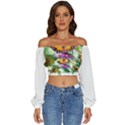 Butterfly T- Shirt Butterfly T- Shirt Long Sleeve Crinkled Weave Crop Top View1