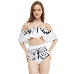 Butterfly T- Shirt Floral Butterfly T- Shirt Halter Flowy Bikini Set 