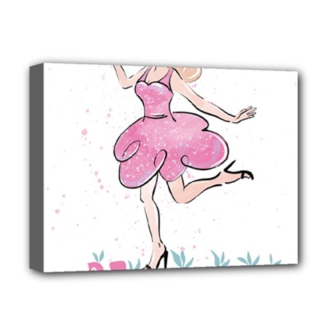 Happy Girl Deluxe Canvas 16  X 12  (stretched) 