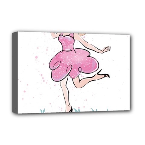 Happy Girl Deluxe Canvas 18  X 12  (stretched)