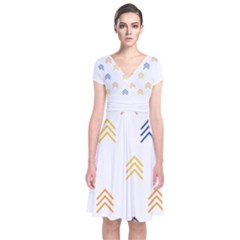 Abstract Arrow Pastel Pattern T- Shirt Abstract Arrow Pastel Pattern T- Shirt Short Sleeve Front Wrap Dress