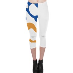 Abstract Swirl Gold And Blue Pattern T- Shirt Abstract Swirl Gold And Blue Pattern T- Shirt Capri Leggings 