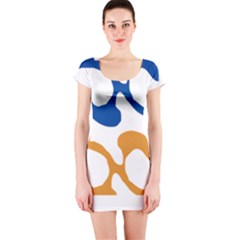 Abstract Swirl Gold And Blue Pattern T- Shirt Abstract Swirl Gold And Blue Pattern T- Shirt Short Sleeve Bodycon Dress