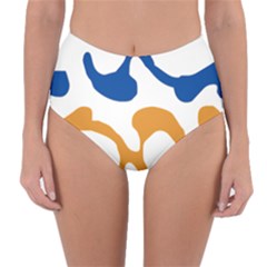 Abstract Swirl Gold And Blue Pattern T- Shirt Abstract Swirl Gold And Blue Pattern T- Shirt Reversible High-Waist Bikini Bottoms