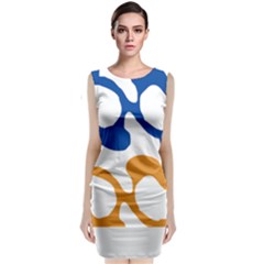 Abstract Swirl Gold And Blue Pattern T- Shirt Abstract Swirl Gold And Blue Pattern T- Shirt Classic Sleeveless Midi Dress