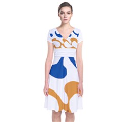 Abstract Swirl Gold And Blue Pattern T- Shirt Abstract Swirl Gold And Blue Pattern T- Shirt Short Sleeve Front Wrap Dress