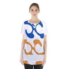 Abstract Swirl Gold And Blue Pattern T- Shirt Abstract Swirl Gold And Blue Pattern T- Shirt Skirt Hem Sports Top