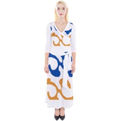 Abstract Swirl Gold And Blue Pattern T- Shirt Abstract Swirl Gold And Blue Pattern T- Shirt Quarter Sleeve Wrap Maxi Dress