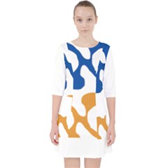Abstract Swirl Gold And Blue Pattern T- Shirt Abstract Swirl Gold And Blue Pattern T- Shirt Quarter Sleeve Pocket Dress