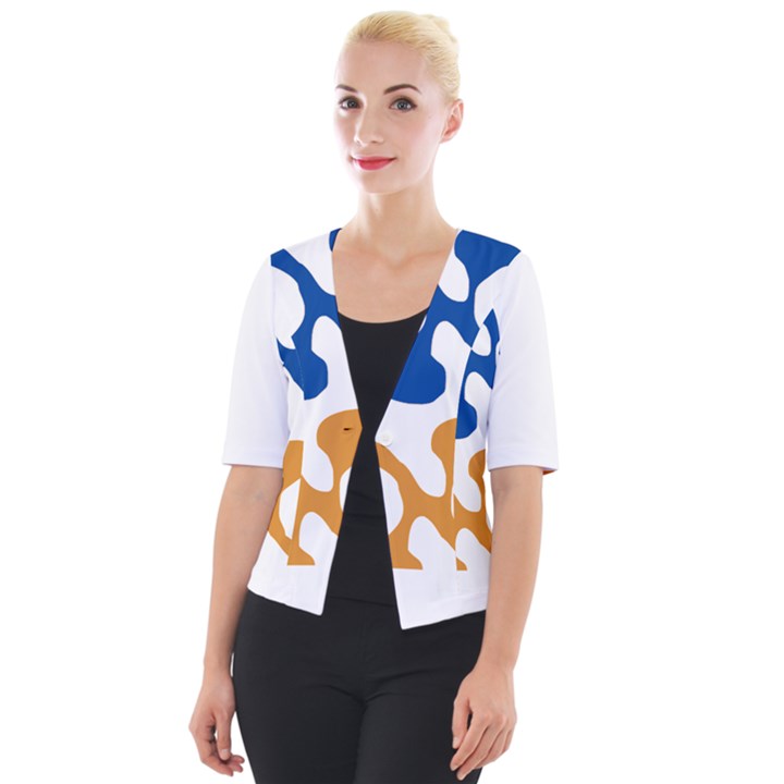 Abstract Swirl Gold And Blue Pattern T- Shirt Abstract Swirl Gold And Blue Pattern T- Shirt Cropped Button Cardigan