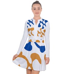 Abstract Swirl Gold And Blue Pattern T- Shirt Abstract Swirl Gold And Blue Pattern T- Shirt Long Sleeve Panel Dress
