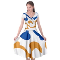 Abstract Swirl Gold And Blue Pattern T- Shirt Abstract Swirl Gold And Blue Pattern T- Shirt Cap Sleeve Wrap Front Dress
