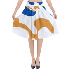 Abstract Swirl Gold And Blue Pattern T- Shirt Abstract Swirl Gold And Blue Pattern T- Shirt Flared Midi Skirt