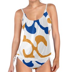 Abstract Swirl Gold And Blue Pattern T- Shirt Abstract Swirl Gold And Blue Pattern T- Shirt Tankini Set