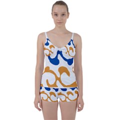 Abstract Swirl Gold And Blue Pattern T- Shirt Abstract Swirl Gold And Blue Pattern T- Shirt Tie Front Two Piece Tankini