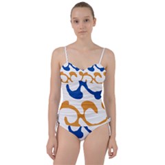 Abstract Swirl Gold And Blue Pattern T- Shirt Abstract Swirl Gold And Blue Pattern T- Shirt Sweetheart Tankini Set