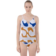 Abstract Swirl Gold And Blue Pattern T- Shirt Abstract Swirl Gold And Blue Pattern T- Shirt Cut Out Top Tankini Set