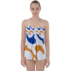 Abstract Swirl Gold And Blue Pattern T- Shirt Abstract Swirl Gold And Blue Pattern T- Shirt Babydoll Tankini Top