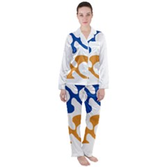 Abstract Swirl Gold And Blue Pattern T- Shirt Abstract Swirl Gold And Blue Pattern T- Shirt Women s Long Sleeve Satin Pajamas Set	