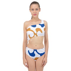 Abstract Swirl Gold And Blue Pattern T- Shirt Abstract Swirl Gold And Blue Pattern T- Shirt Spliced Up Two Piece Swimsuit