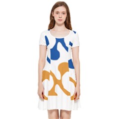 Abstract Swirl Gold And Blue Pattern T- Shirt Abstract Swirl Gold And Blue Pattern T- Shirt Inside Out Cap Sleeve Dress