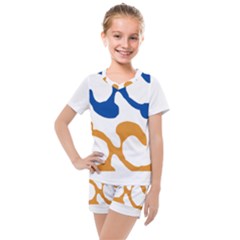 Abstract Swirl Gold And Blue Pattern T- Shirt Abstract Swirl Gold And Blue Pattern T- Shirt Kids  Mesh T-Shirt and Shorts Set