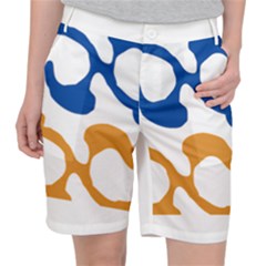 Abstract Swirl Gold And Blue Pattern T- Shirt Abstract Swirl Gold And Blue Pattern T- Shirt Women s Pocket Shorts