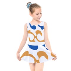 Abstract Swirl Gold And Blue Pattern T- Shirt Abstract Swirl Gold And Blue Pattern T- Shirt Kids  Skater Dress Swimsuit