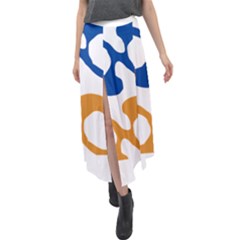 Abstract Swirl Gold And Blue Pattern T- Shirt Abstract Swirl Gold And Blue Pattern T- Shirt Velour Split Maxi Skirt